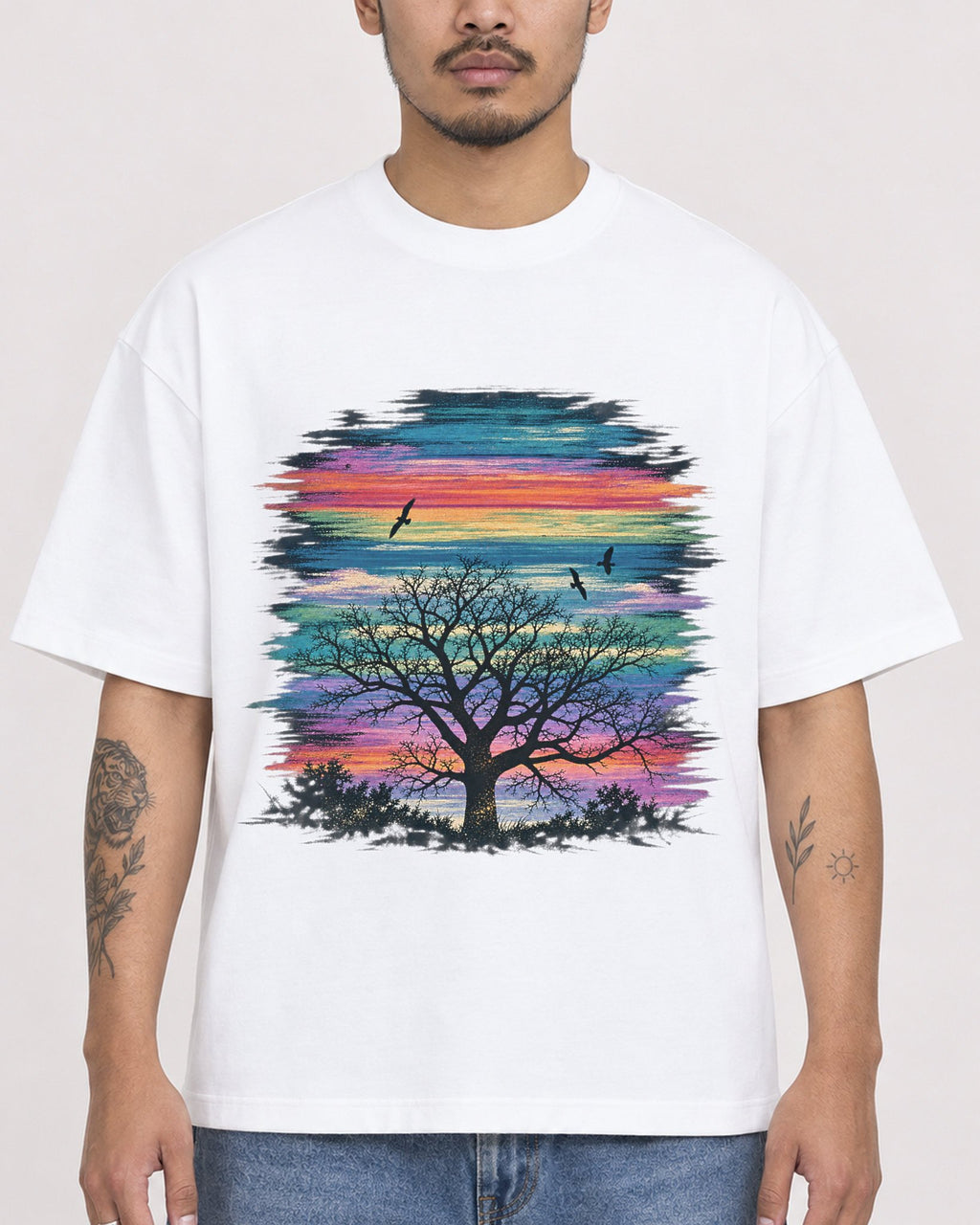 Mockup Boxy Heavyweight Tee White male close-up 12