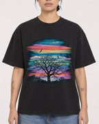Mockup Boxy Heavyweight Tee Black female close-up 12