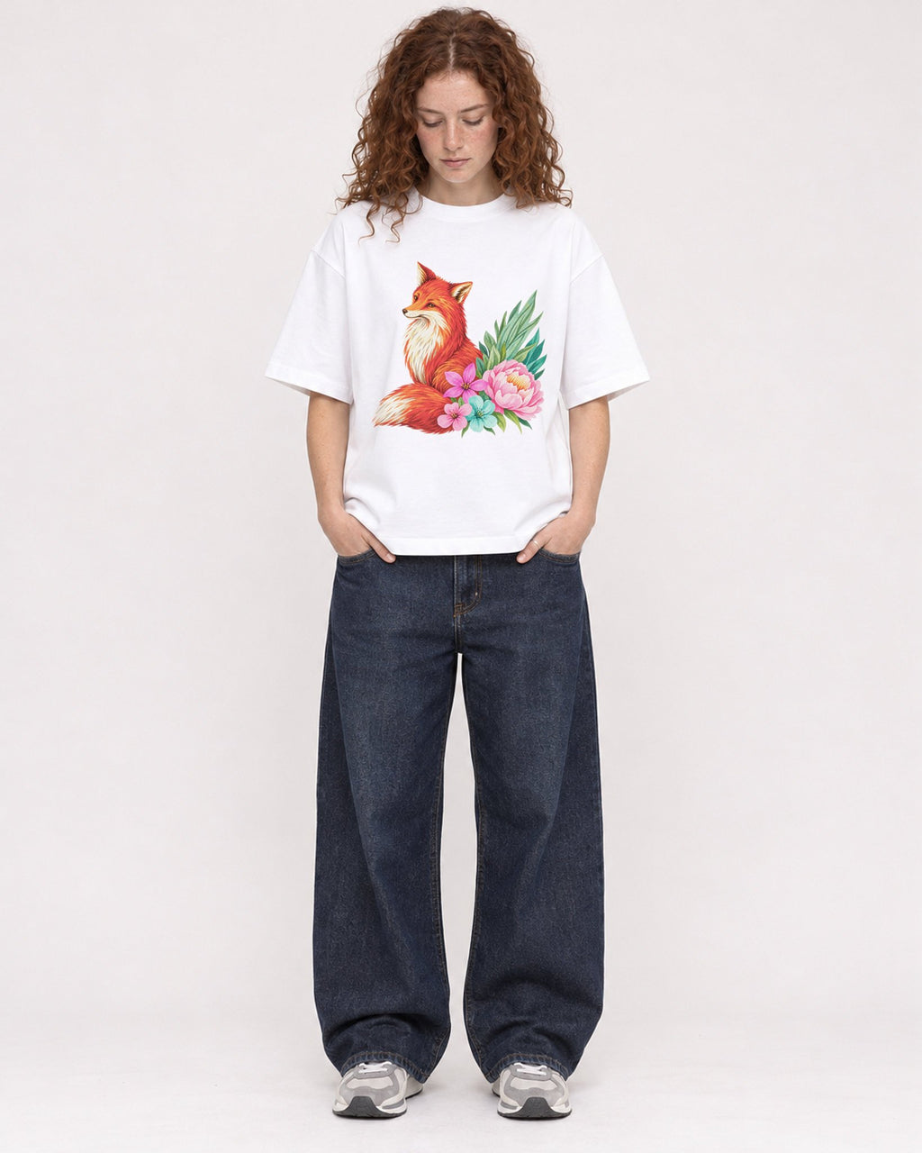 Mockup Boxy Heavyweight Tee White female full-body 09