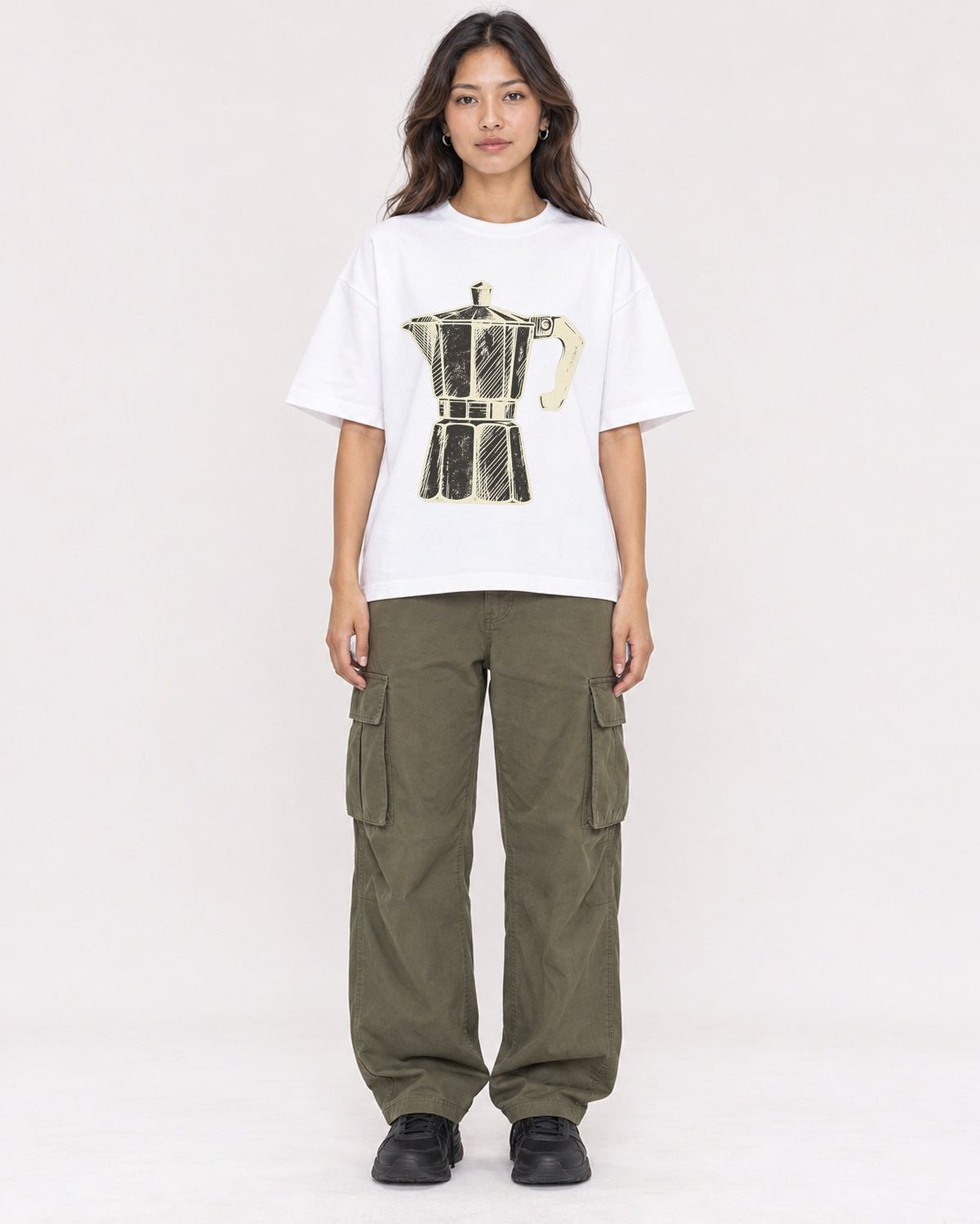 Mockup Boxy Heavyweight Tee White female full-body 02