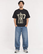 Mockup Boxy Heavyweight Tee Black male full-body 02