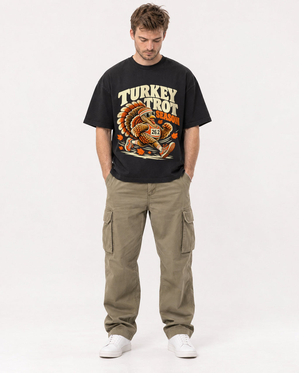 Mockup Boxy Heavyweight Tee Black male full-body 08
