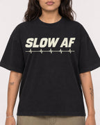 Mockup Boxy Heavyweight Tee Black female close-up 06