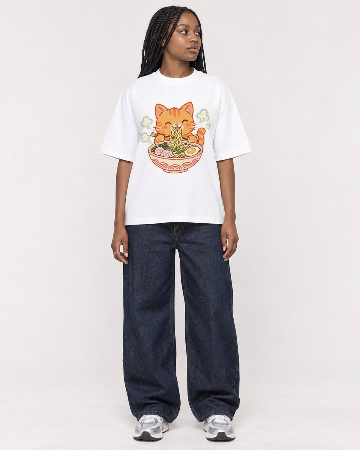 Mockup Boxy Heavyweight Tee White female full-body 04