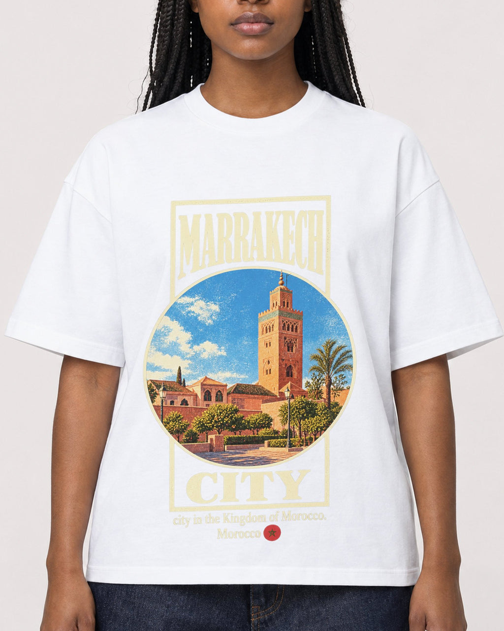 Mockup Boxy Heavyweight Tee White female close-up 04