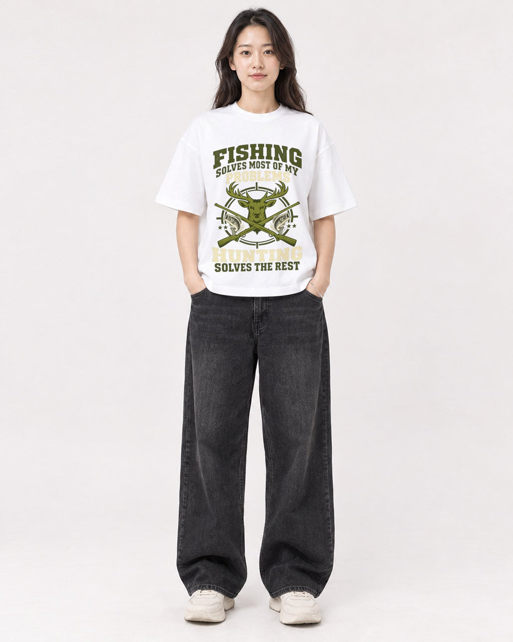 Mockup Boxy Heavyweight Tee White female full-body 03