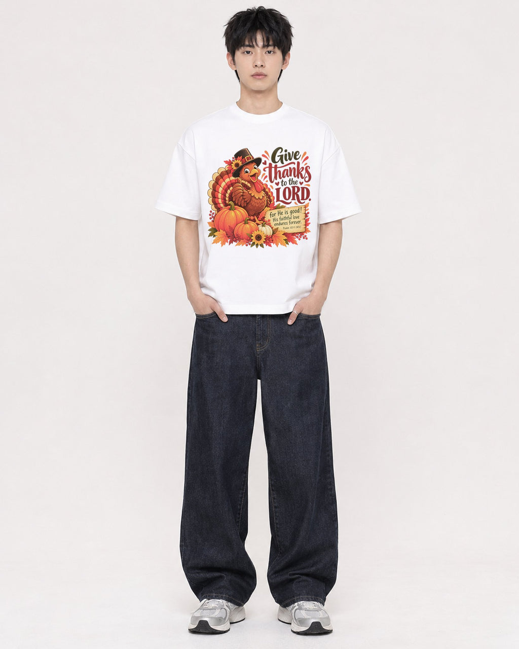 Mockup Boxy Heavyweight Tee White male full-body 01