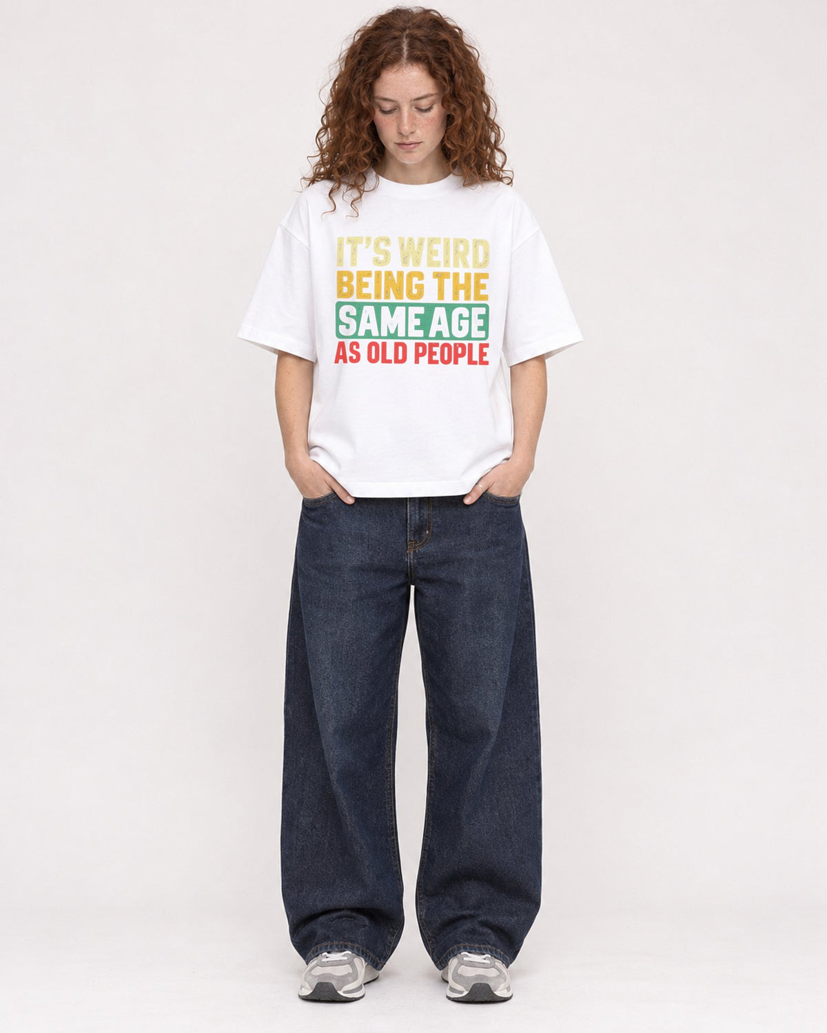 Mockup Boxy Heavyweight Tee White female full-body 09