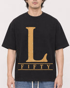 Mockup Boxy Heavyweight Tee Black male close-up 03