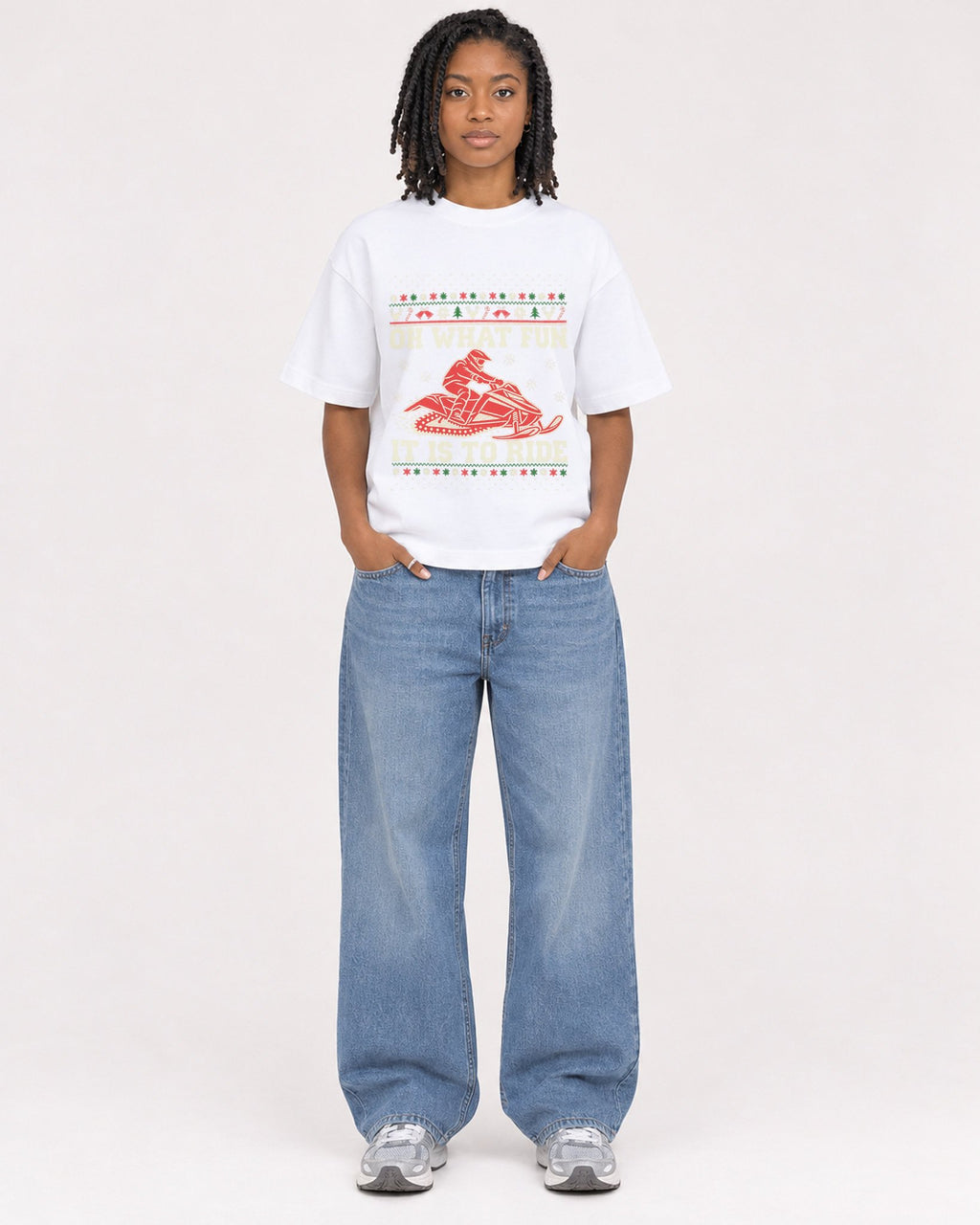 Mockup Boxy Heavyweight Tee White female full-body 15