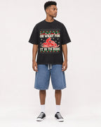 Mockup Boxy Heavyweight Tee Black male full-body 15