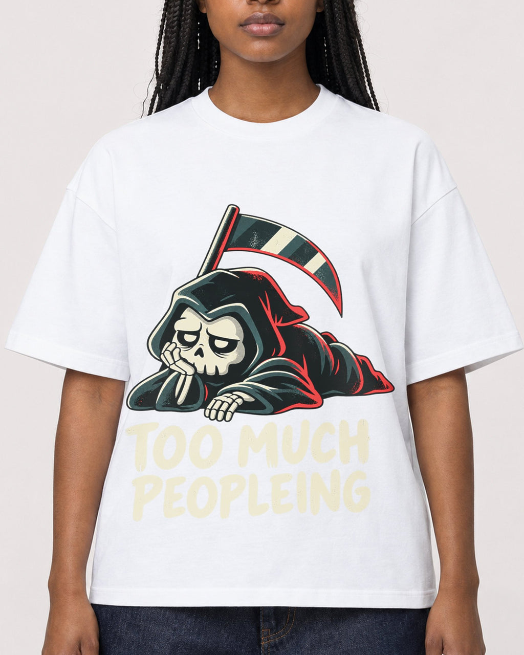 Mockup Boxy Heavyweight Tee White female close-up 04