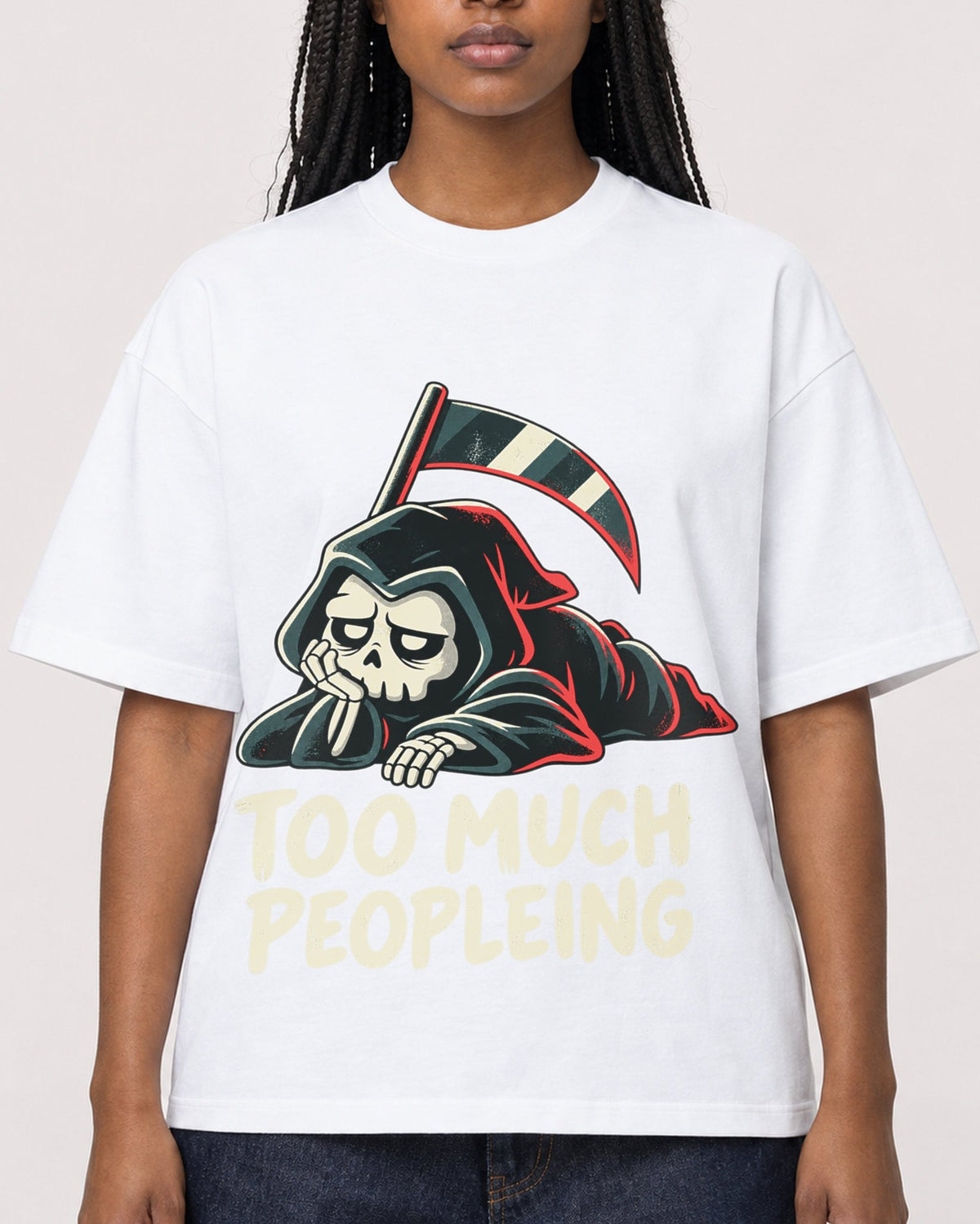 Mockup Boxy Heavyweight Tee White female close-up 04