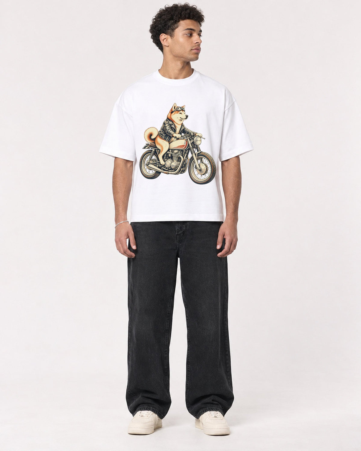 Mockup Boxy Heavyweight Tee White male full-body 10