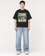 Mockup Boxy Heavyweight Tee Black male full-body 21