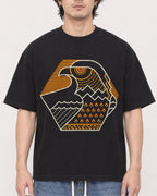 Mockup Boxy Heavyweight Tee Black male close-up 03