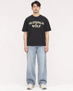 Mockup Boxy Heavyweight Tee Black male full-body 13