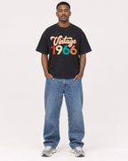 Mockup Boxy Heavyweight Tee Black male full-body 14