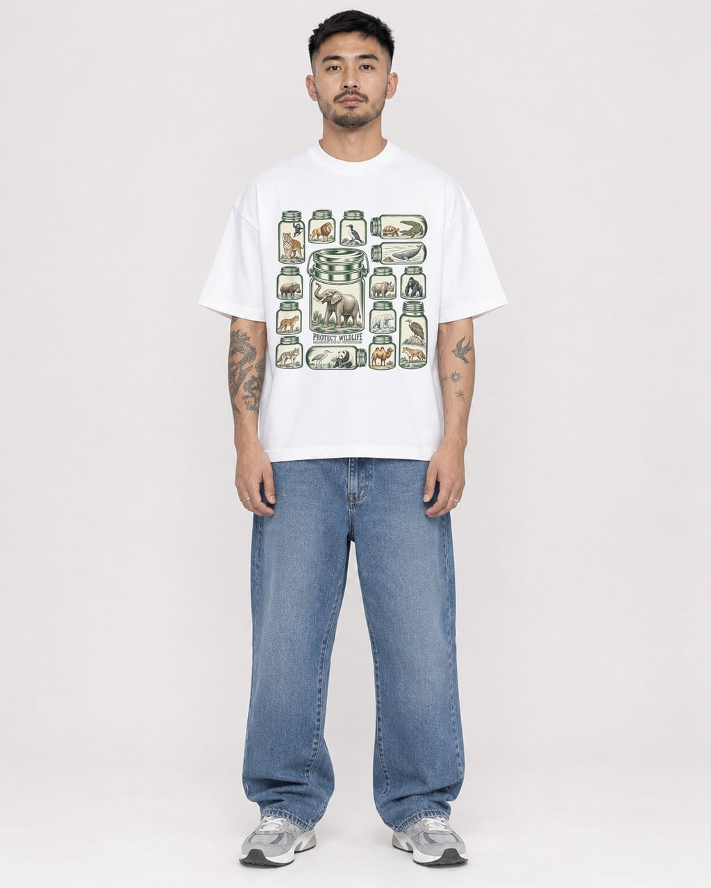 Mockup Boxy Heavyweight Tee White male full-body 12