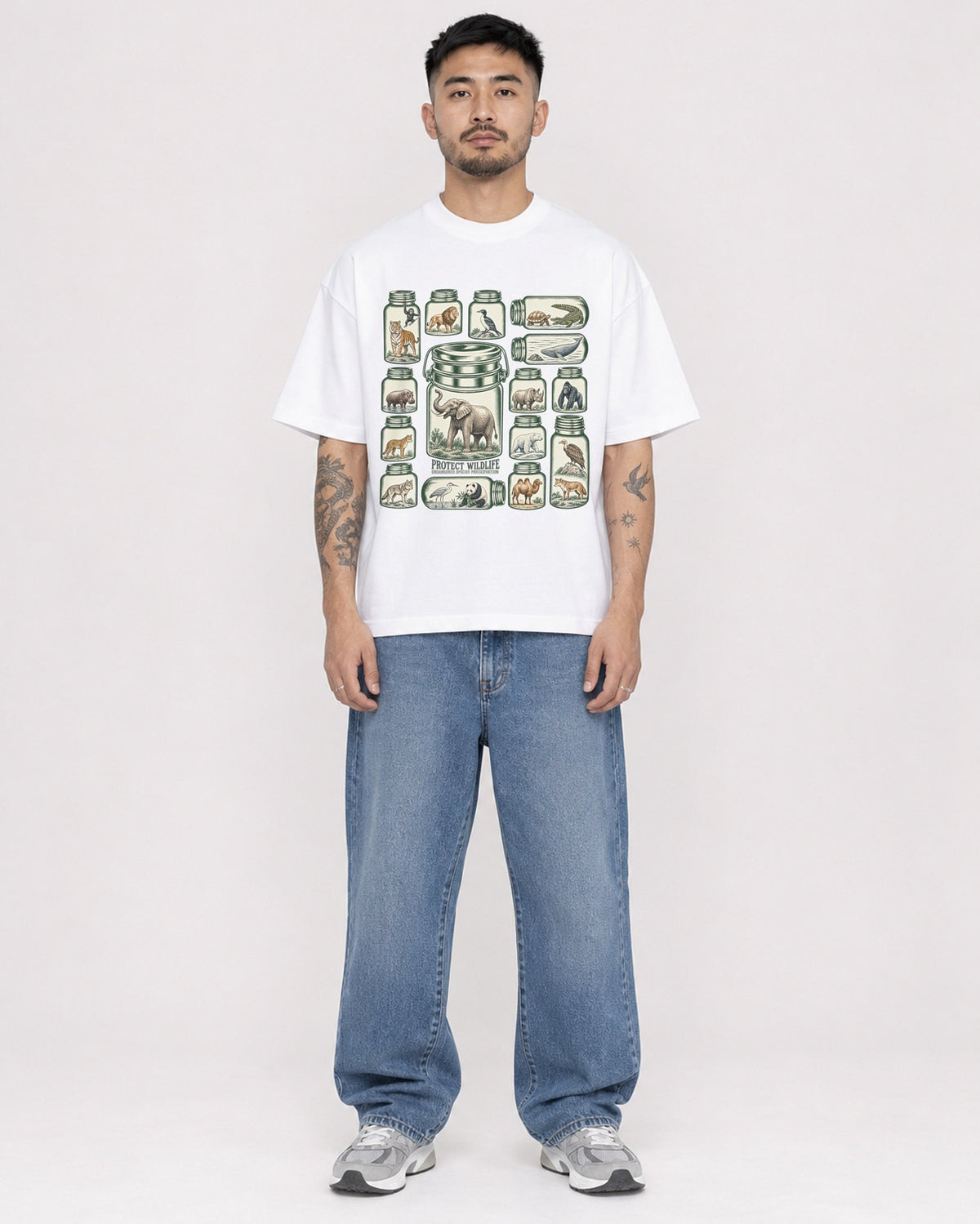 Mockup Boxy Heavyweight Tee White male full-body 12