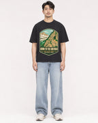 Mockup Boxy Heavyweight Tee Black male full-body 13