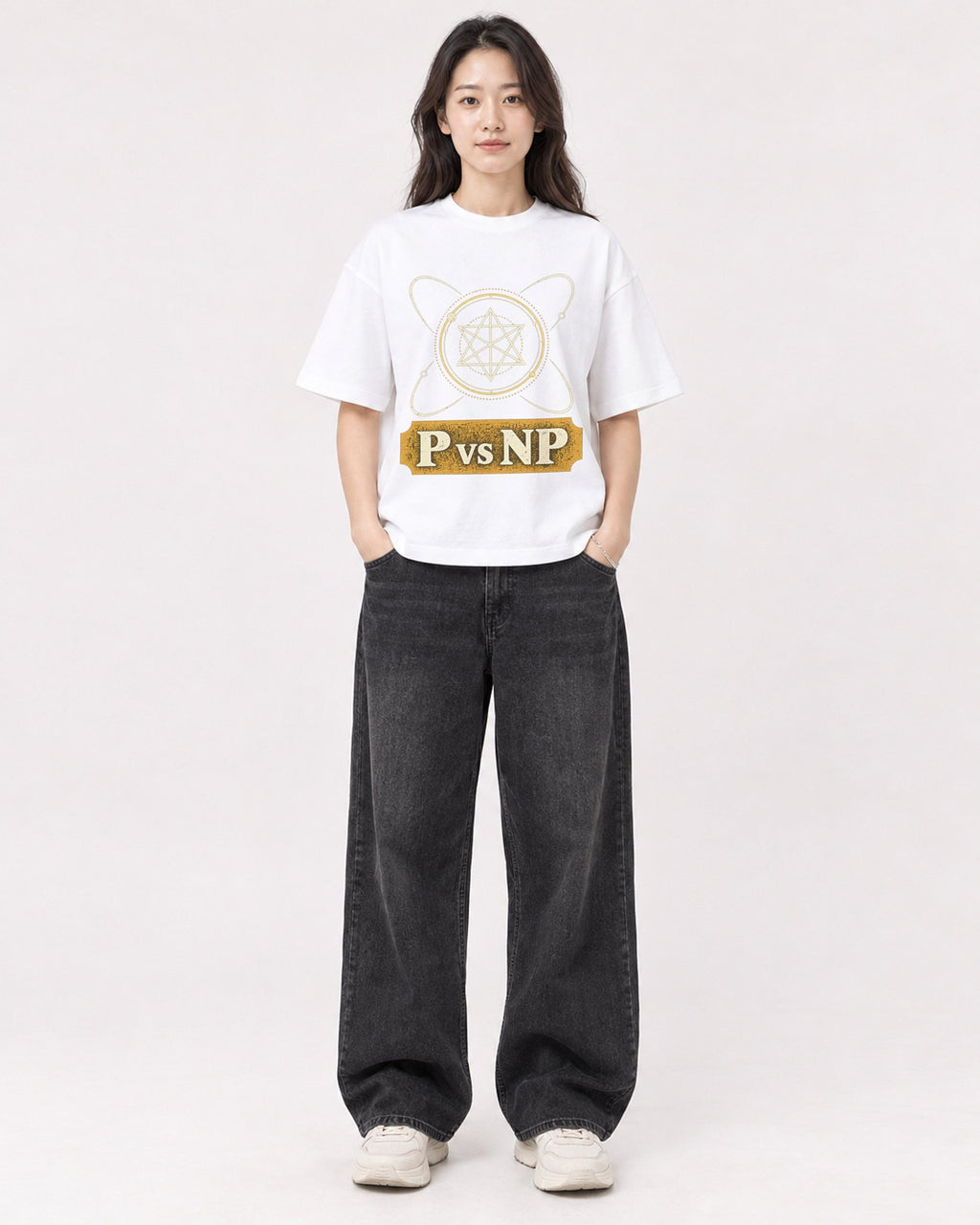 Mockup Boxy Heavyweight Tee White female full-body 03