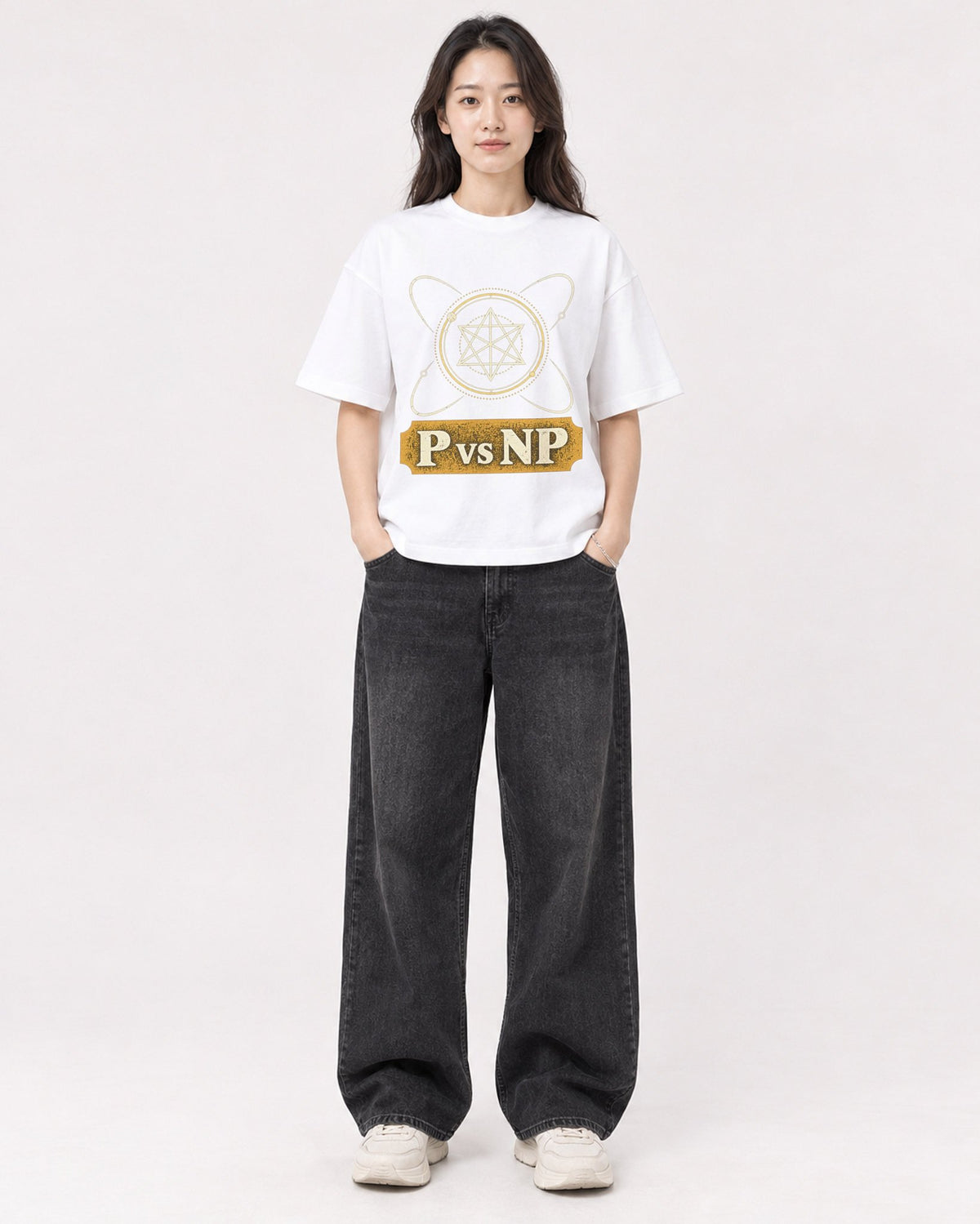 Mockup Boxy Heavyweight Tee White female full-body 03