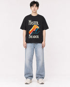 Mockup Boxy Heavyweight Tee Black male full-body 01