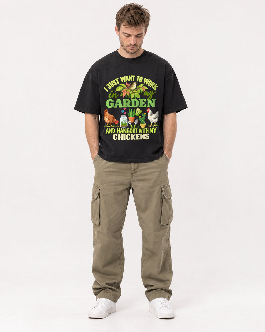 Mockup Boxy Heavyweight Tee Black male full-body 08