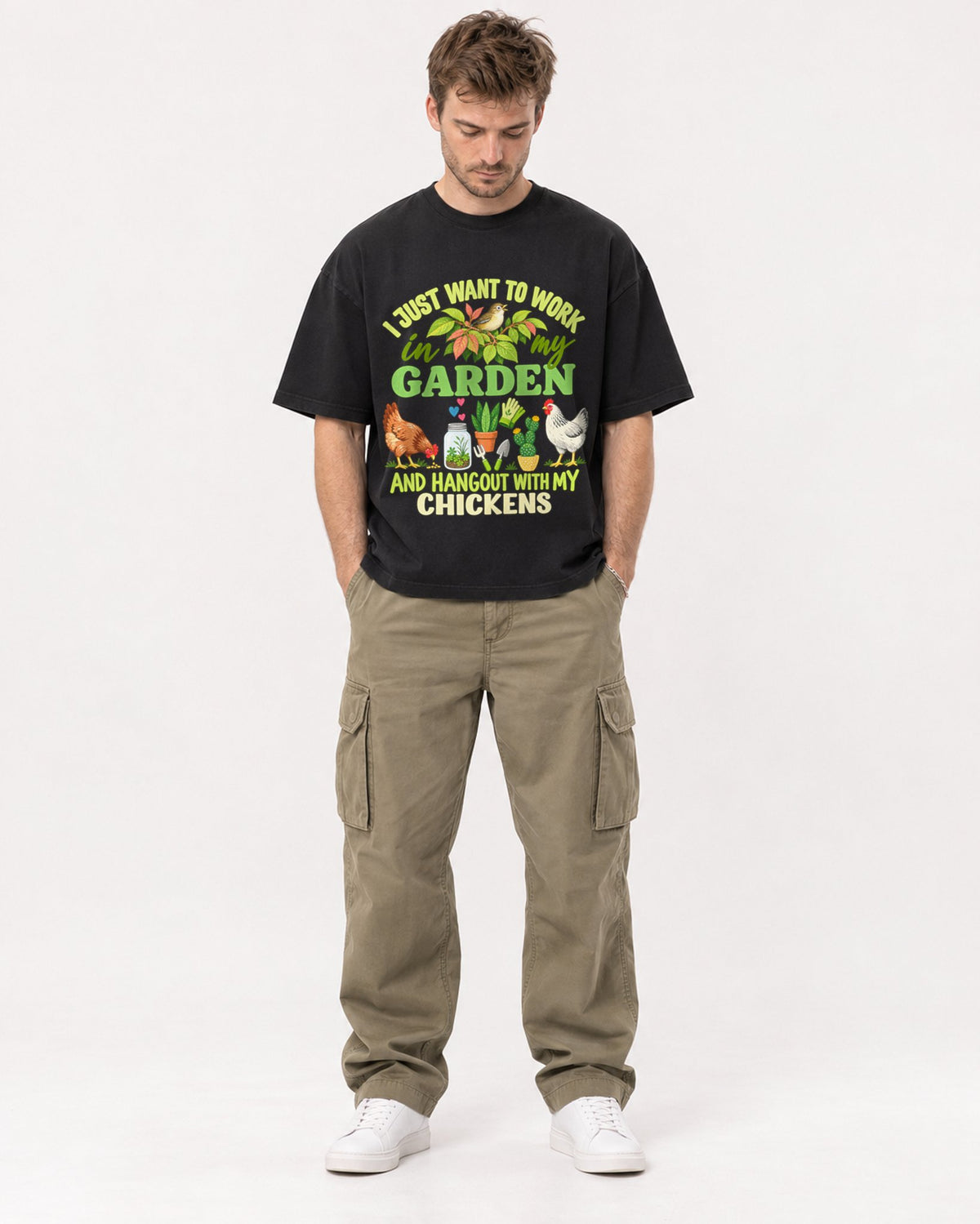 Mockup Boxy Heavyweight Tee Black male full-body 08