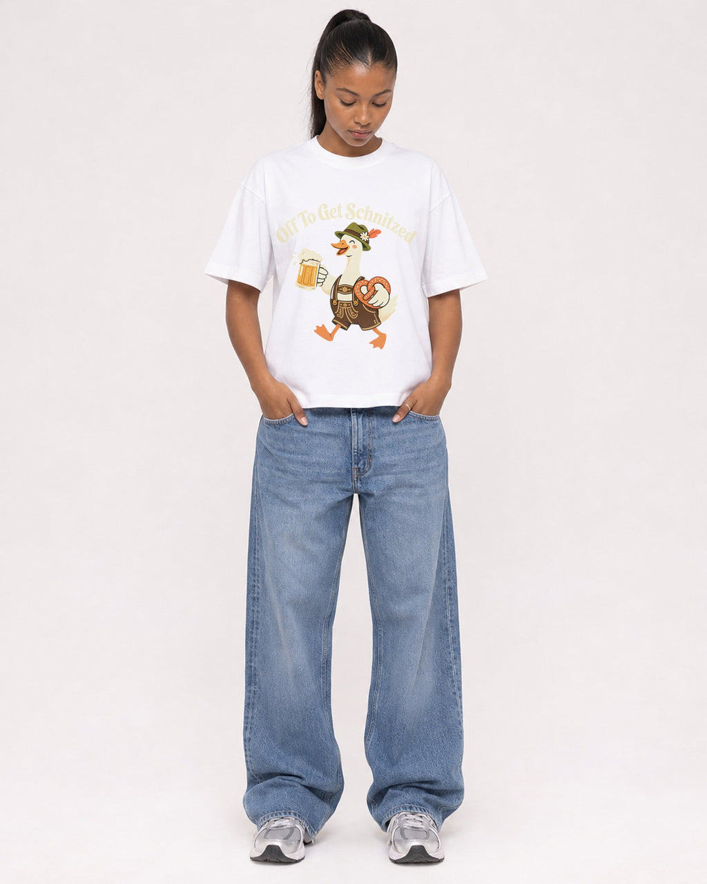 Mockup Boxy Heavyweight Tee White female full-body 25