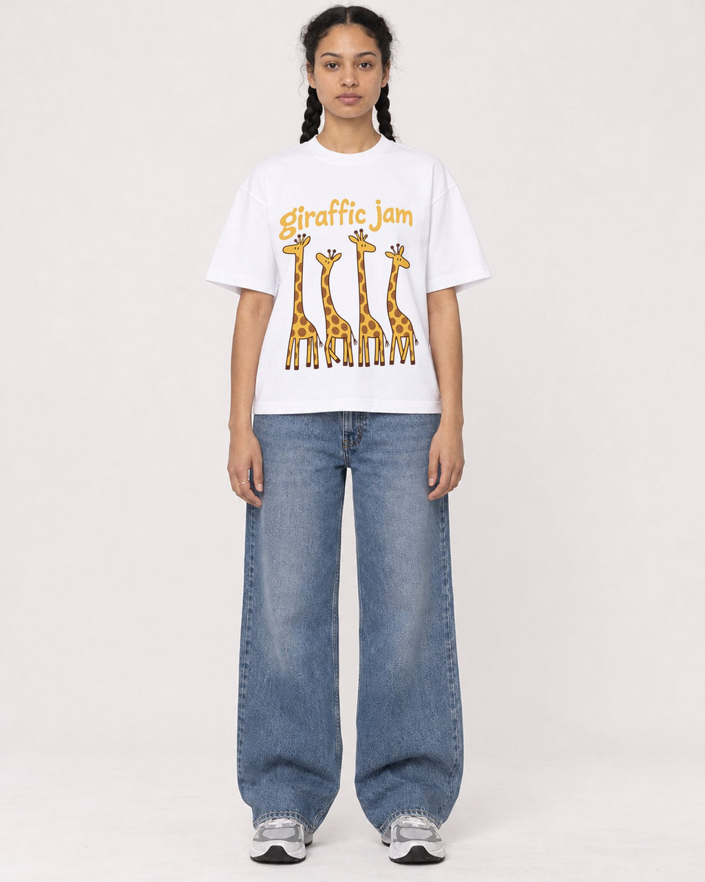 Mockup Boxy Heavyweight Tee White female full-body 50