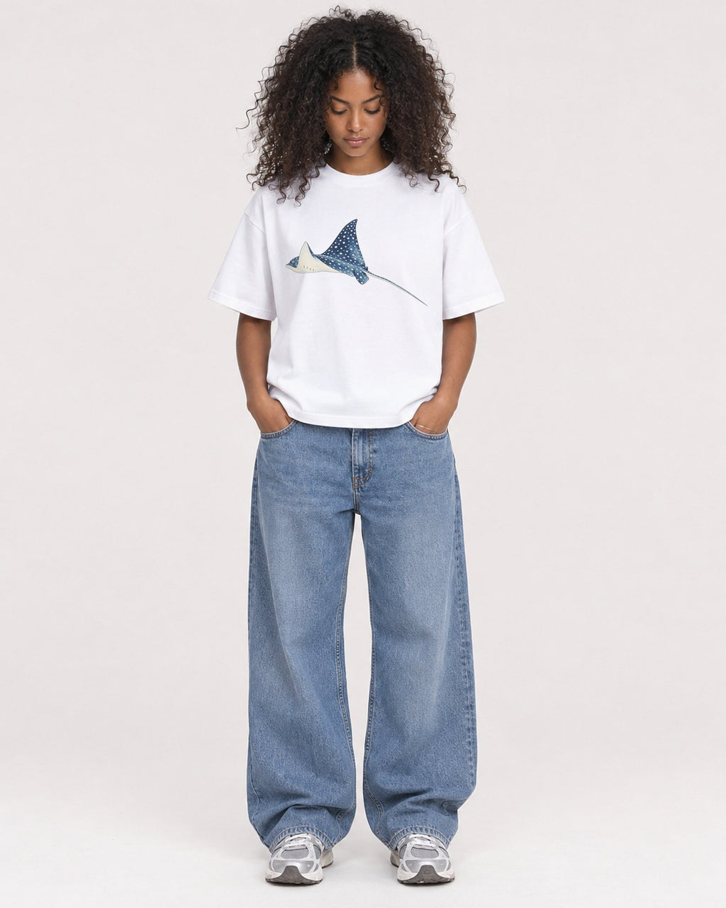 Mockup Boxy Heavyweight Tee White female full-body 05