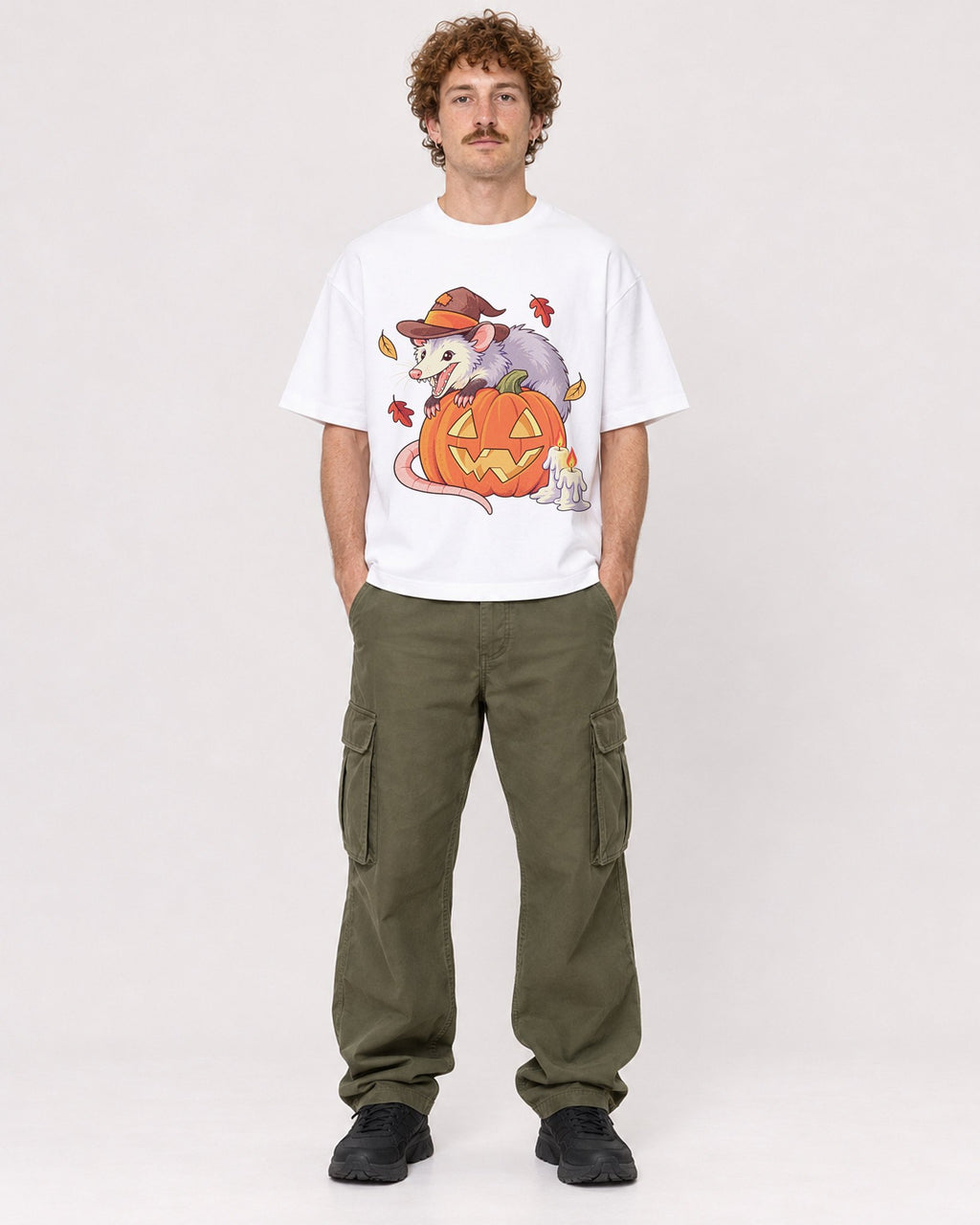 Mockup Boxy Heavyweight Tee White male full-body 09