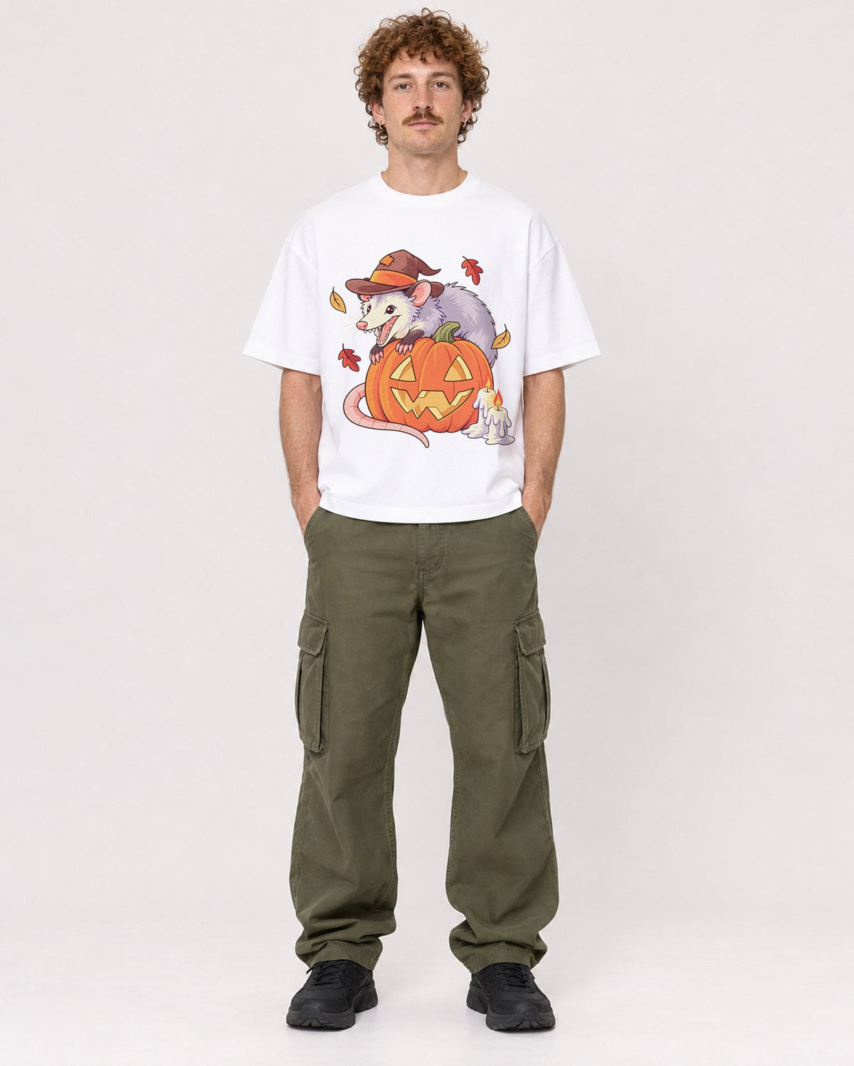 Mockup Boxy Heavyweight Tee White male full-body 09