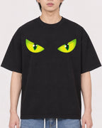 Mockup Boxy Heavyweight Tee Black male close-up 11