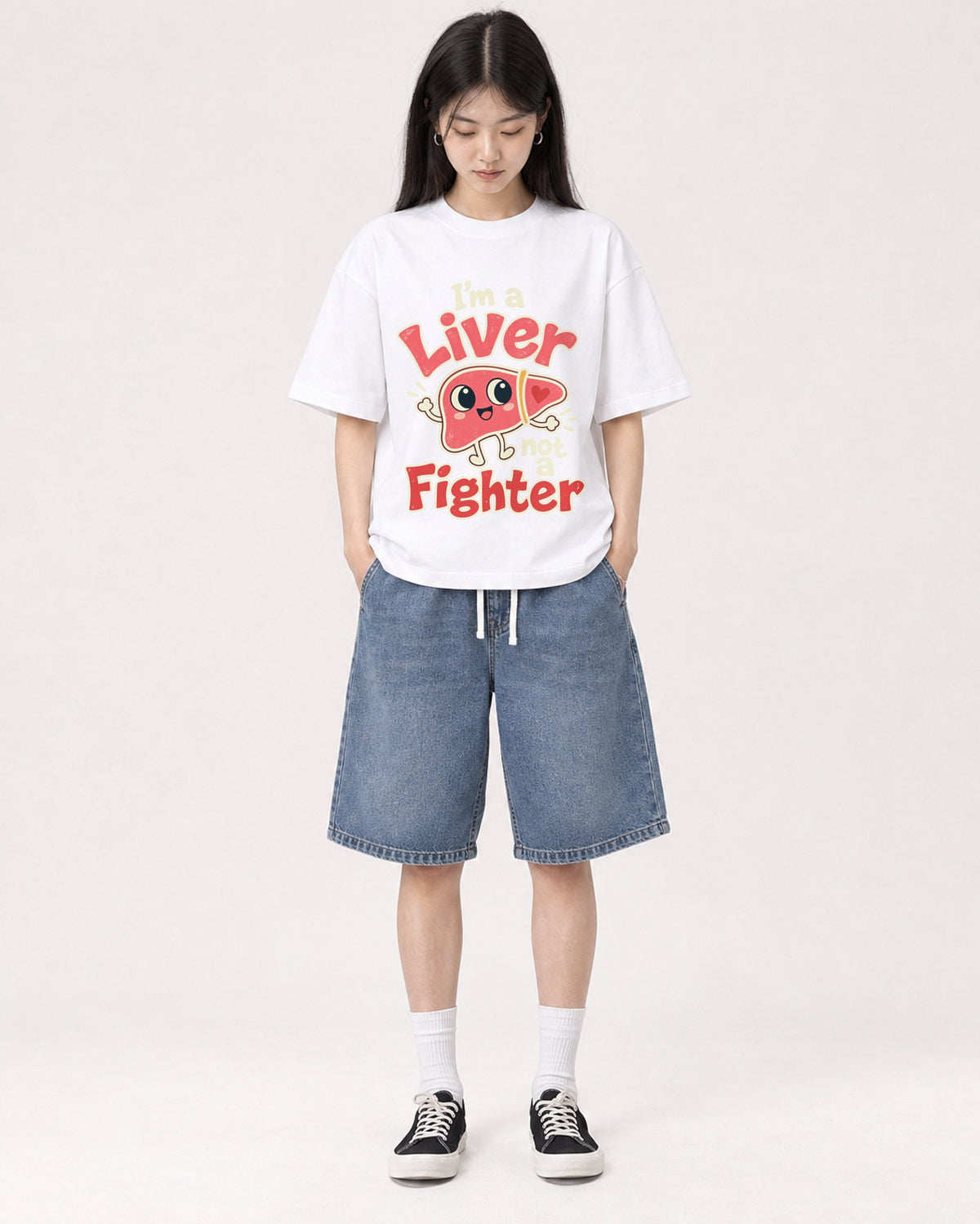 Mockup Boxy Heavyweight Tee White female full-body 01