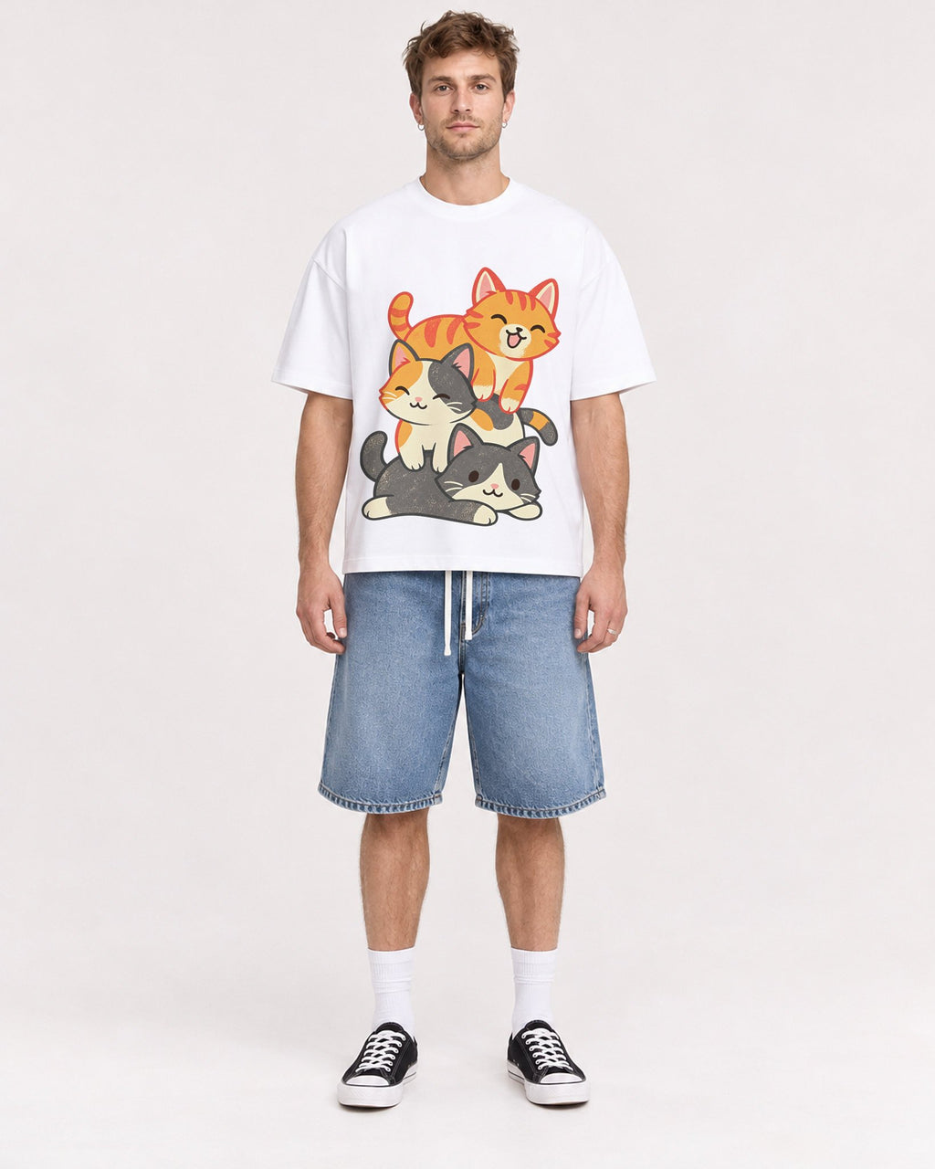 Mockup Boxy Heavyweight Tee White male full-body 08