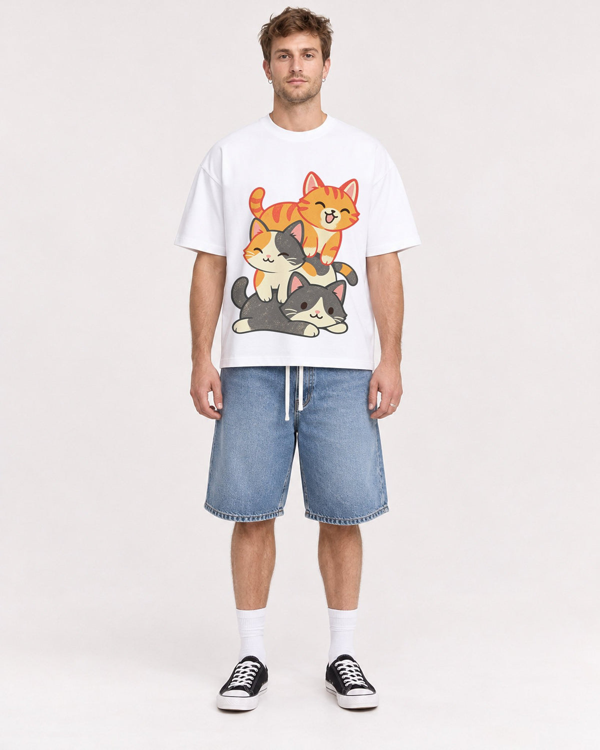 Mockup Boxy Heavyweight Tee White male full-body 08