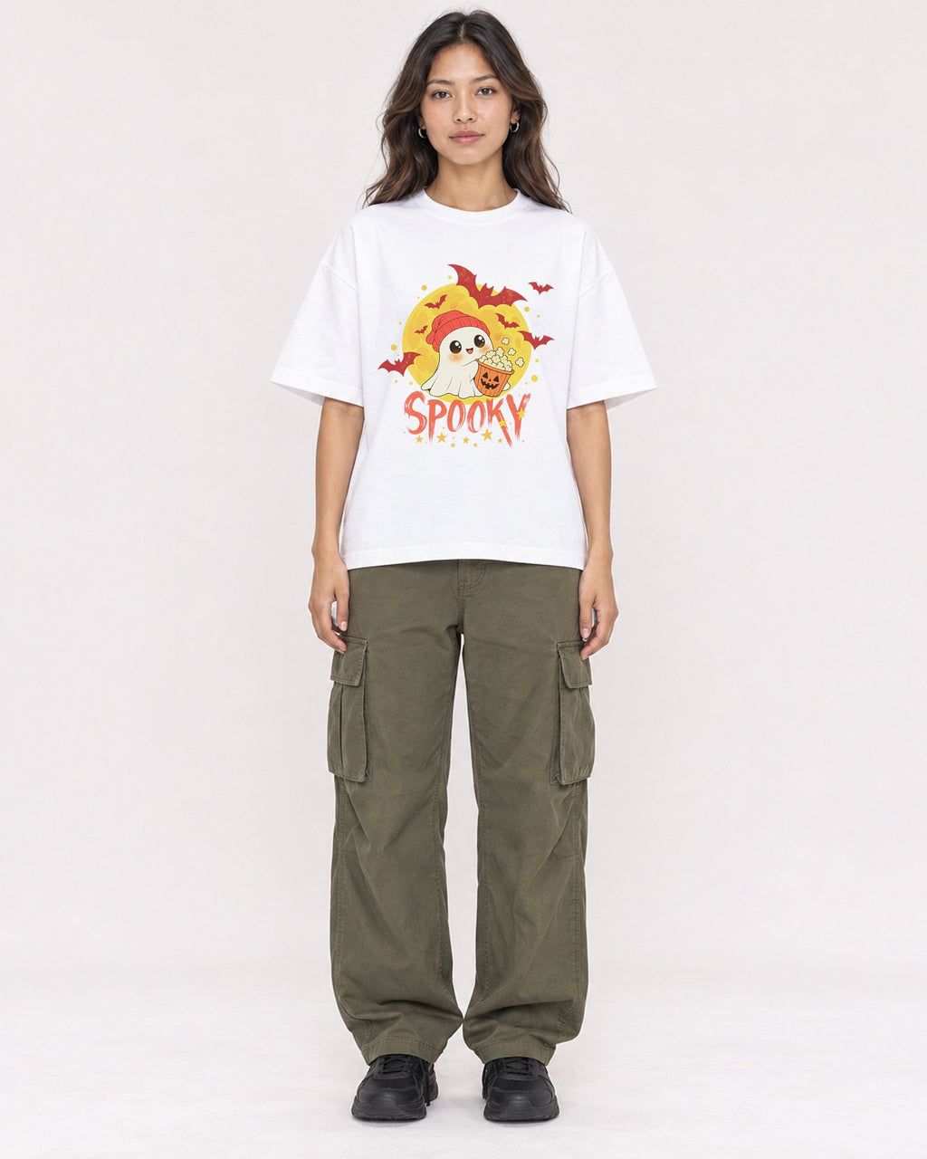 Mockup Boxy Heavyweight Tee White female full-body 02