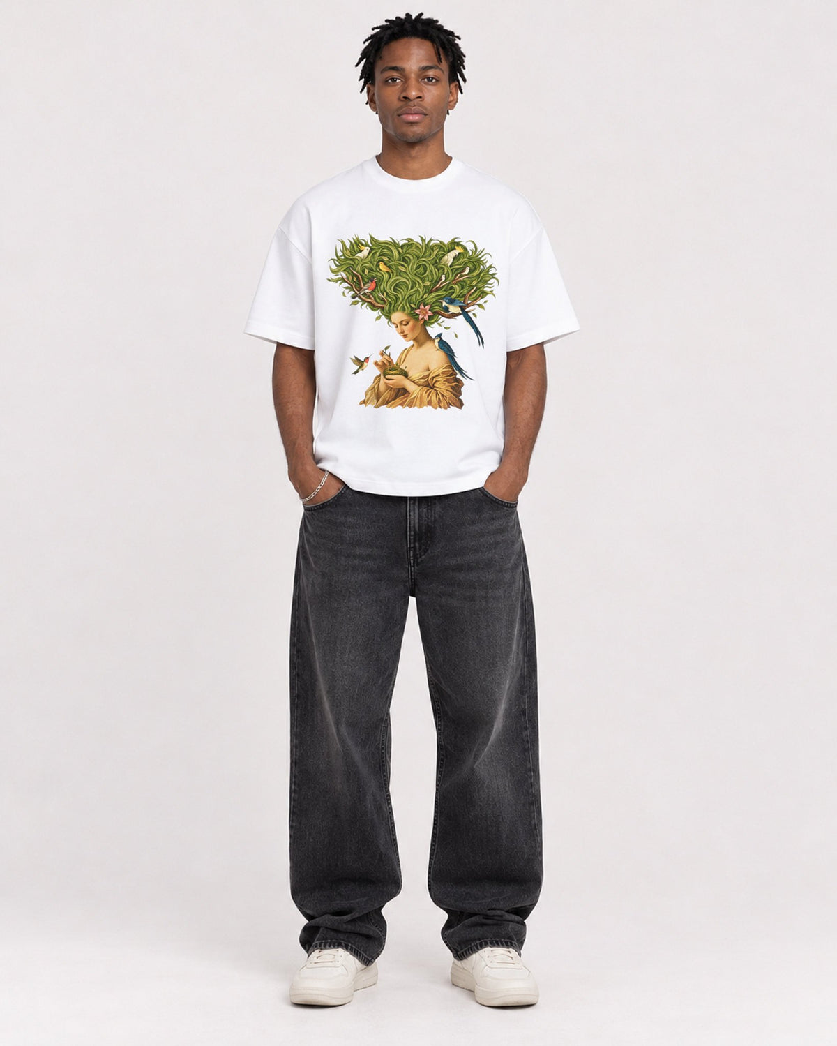 Mockup Boxy Heavyweight Tee White male full-body 05