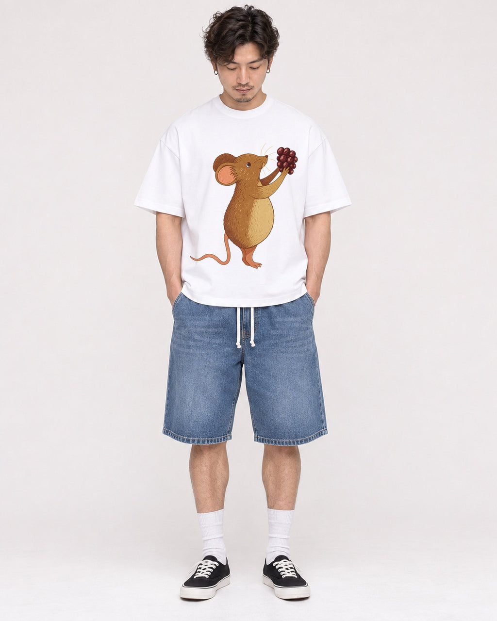 Mockup Boxy Heavyweight Tee White male full-body 03