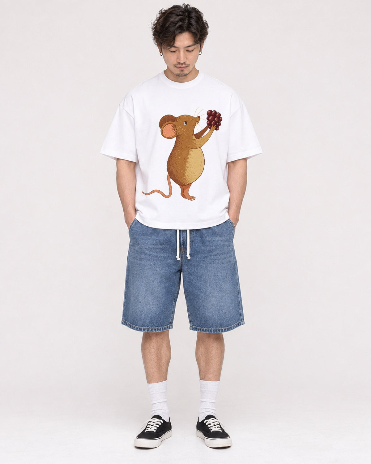 Mockup Boxy Heavyweight Tee White male full-body 03