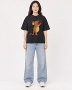 Mockup Boxy Heavyweight Tee Black female full-body 03