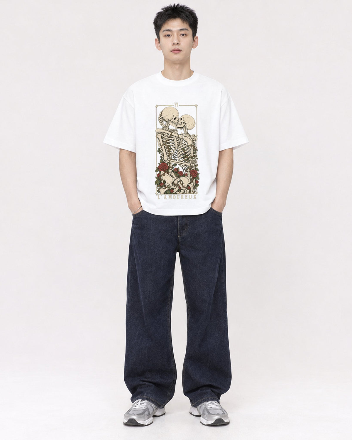 Mockup Boxy Heavyweight Tee White male full-body 21