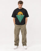 Mockup Boxy Heavyweight Tee Black male full-body 08