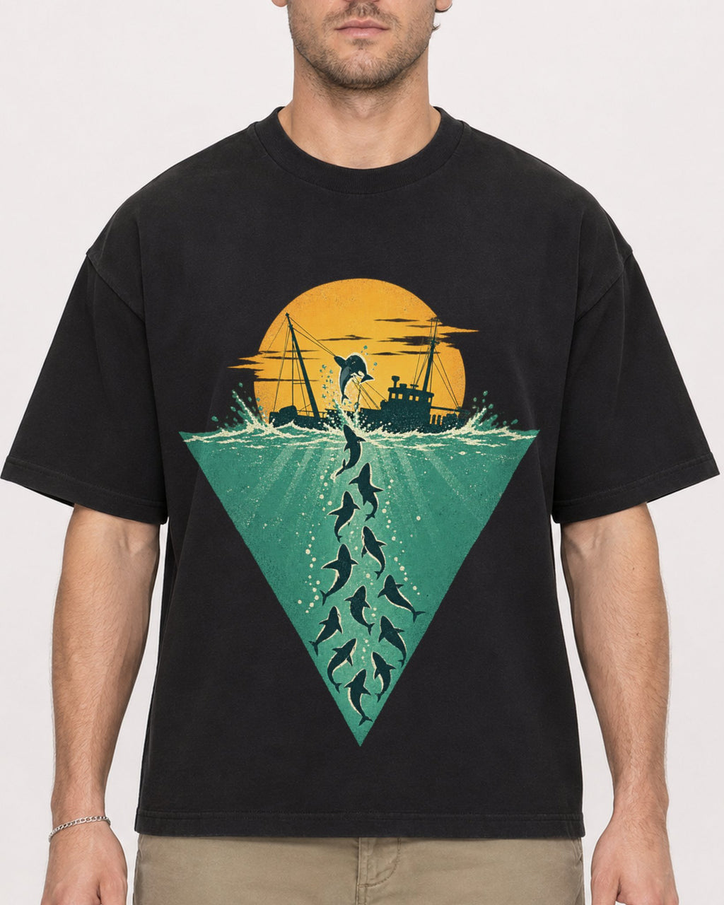 Mockup Boxy Heavyweight Tee Black male close-up 08