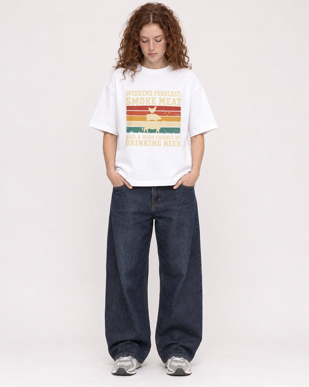 Mockup Boxy Heavyweight Tee White female full-body 09