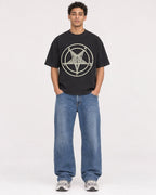 Mockup Boxy Heavyweight Tee Black male full-body 10