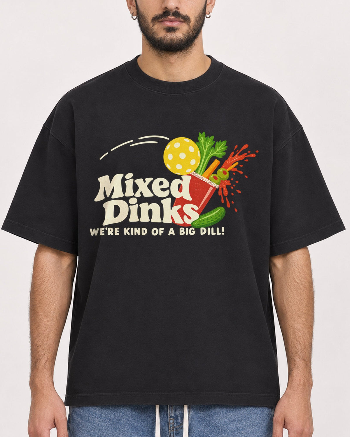 Mockup Boxy Heavyweight Tee Black male close-up 07